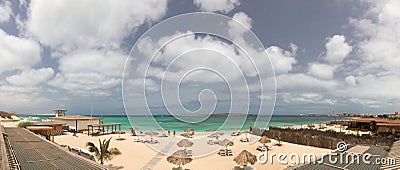 Panoramic view to the beach of island Boa Vista, Cape Verde Editorial Stock Photo