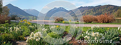 Panoramic view spa gardens schliersee in spring Stock Photo