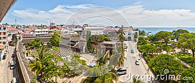 Panoramic view to the Old fort at Stone Town, Zanzibar, Tanzania Stock Photo