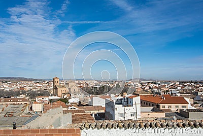 A panoramic view to spanish town Consuegra Stock Photo