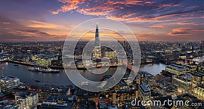 Panoramic view to the urban skyline of London, UK Editorial Stock Photo