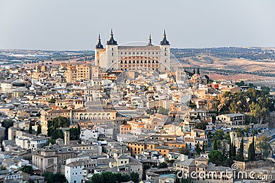 Panoramic view of Toledo and Alcazar, Spain Stock Photo