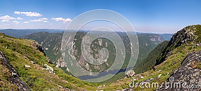 Panoramic view in the Hautes-gorges-de-la-riviÃ¨re-Malbaie national park, in Quebec Stock Photo