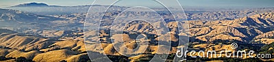 Panoramic view towards Mount Diablo at sunset from the summit of Mission Peak Stock Photo