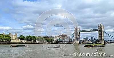 Panoramic view of the Tower bridge and the Towers of London Editorial Stock Photo