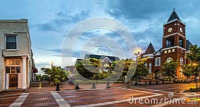 Panoramic view of town square Stock Photo