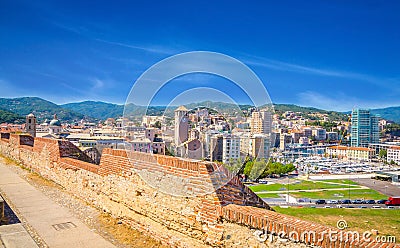 Panoramic view of traditional architecture in Savona, Liguria, Italy Stock Photo