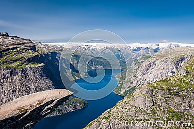 Panoramic view of Trolltunga, Odda, Norway Stock Photo