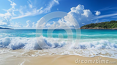 Panoramic view of a tropical beach with crystal clear turquoise water Stock Photo