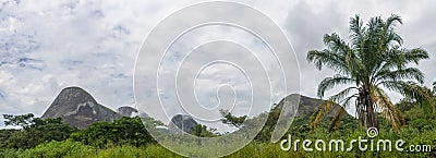 Panoramic view of a tropical landscape, with forest and mountains Kumbira forest reserve Stock Photo