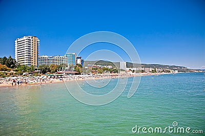 Panoramic view on Varna beach in Bulgaria. Stock Photo