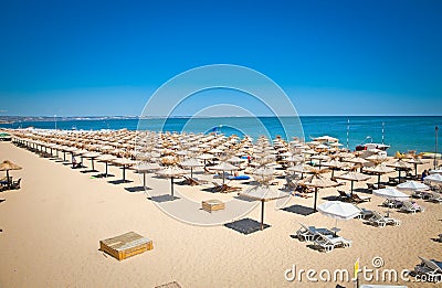 Panoramic view on Varna beach in Bulgaria. Stock Photo