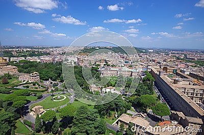 Panoramic view at the Vatican Gardens in Rome. Stock Photo