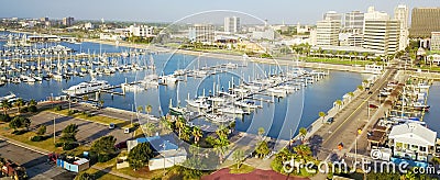 Panoramic view waterfront downtown of Corpus Christi with marina Stock Photo