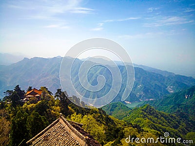 Panoramic view of Wutai Mountain and Dongshan mountain in Shaanxi, China. Stock Photo