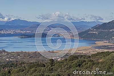 Panoramic views of Ioannina Lake, Epirus Stock Photo