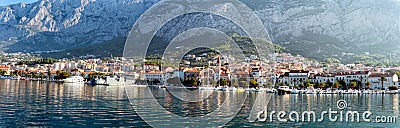 Panoramic views of the port and the Mediterranean city of Makarska, Croatia Editorial Stock Photo