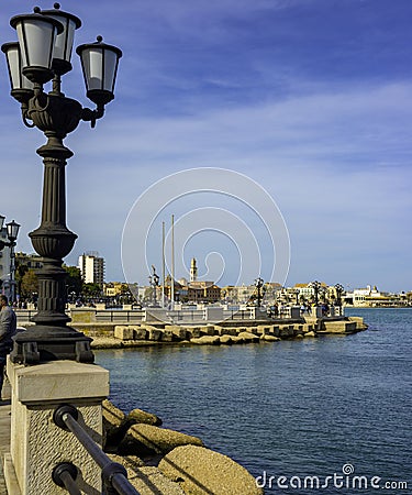 Panoramic views of the waterfront of Bari, Puglia - Italy Editorial Stock Photo