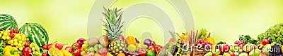 Panoramic wide collection fruits and vegetables for skinali Stock Photo