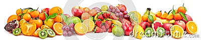 Panoramic wide photo of fresh fruit for skinali isolated on whit Stock Photo