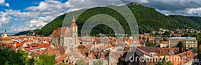 Panorana of the old city center of Brasov and Tampa Mountain, Romania Stock Photo