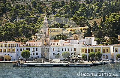 Panormitis bay on Symi island. Greece Stock Photo