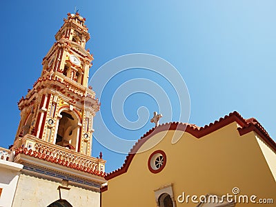 Panormitis monastery bell tower. Stock Photo