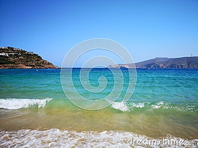 Panormos beach in Miconos greek island. Stock Photo