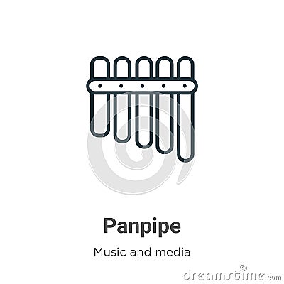 Panpipe outline vector icon. Thin line black panpipe icon, flat vector simple element illustration from editable music concept Vector Illustration