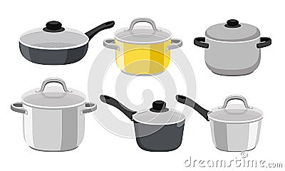 Pans pots and saucepans Vector Illustration