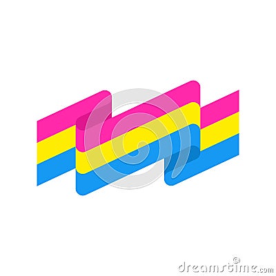 Pansexual flag isolated. Pansexuality Banner. Vector illustration Vector Illustration