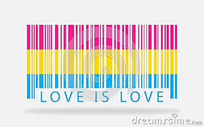 Pansexuality pride barcode creative colorful artwork. Love is love Vector Illustration