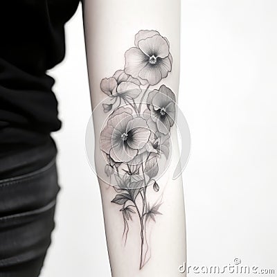 Pansies Flower Tattoo: Samantha Mccluer's Graphite Sketch Inspired Art Cartoon Illustration