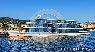 `Panta Rhei` ship at pier in Zurich, Switzerland Editorial Stock Photo