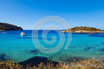 Pantaleu Island in Gemec Cove, San Telmo, Mallorca Stock Photo