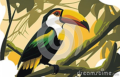 In the Pantanal in Matto Grosso do Sul, Brazil, a Toco toucan sits on a branch Stock Photo