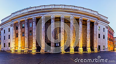 Pantheon, former Roman temple of all gods, now a church, and Fountain with obelisk at Piazza della Rotonda. Rome, Italy Stock Photo