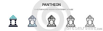 Pantheon icon in filled, thin line, outline and stroke style. Vector illustration of two colored and black pantheon vector icons Vector Illustration