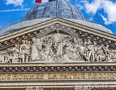 Pantheon Miltary Statesmen Statues Facade Paris France Stock Photo