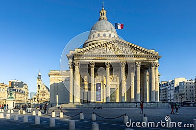 Pantheon monument in 5th arrondissement in Paris during lockdown due to Covid-19 Editorial Stock Photo