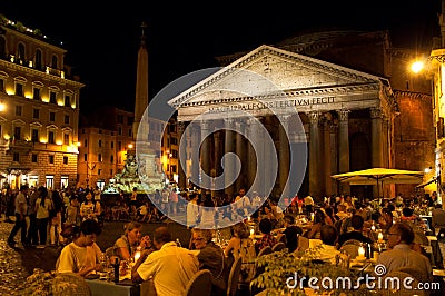 The Pantheon at night on August 8, 2013 in Rome, Italy. Editorial Stock Photo