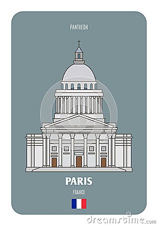 Pantheon in Paris, France Vector Illustration