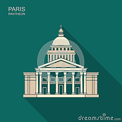 Pantheon in Paris, France. Landmark icon in flat style Vector Illustration