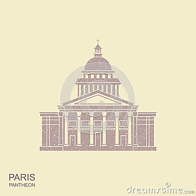 Pantheon in Paris, France. Landmark icon in retro style Vector Illustration