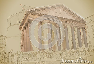 Pantheon, Rome Vector Illustration