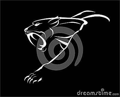 Panther. cougar. fang face muscular panther. Vector Illustration