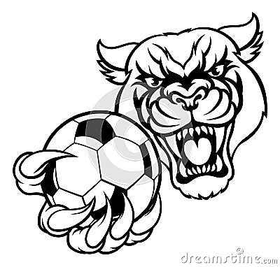 Panther Cougar Jaguar Cat Soccer Football Mascot Vector Illustration