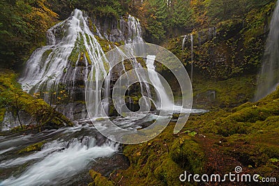 Panther Creek Falls in Autumn Stock Photo