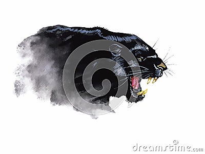 Panther hand painted watercolor illustration isolated on white background Vector Illustration