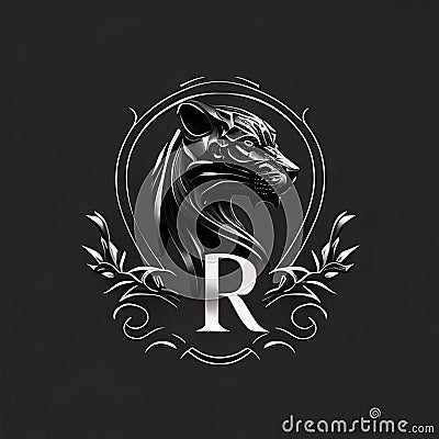 Panther head with letter R. Monogram design template Stock Photo